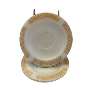 1970s Anchor Hocking White Milk Glass Placesetter (3) Saucer Set